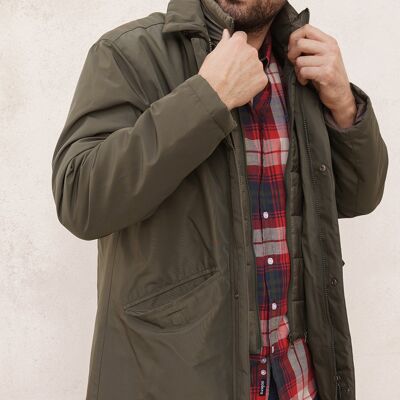 Parka kaki en gabardine