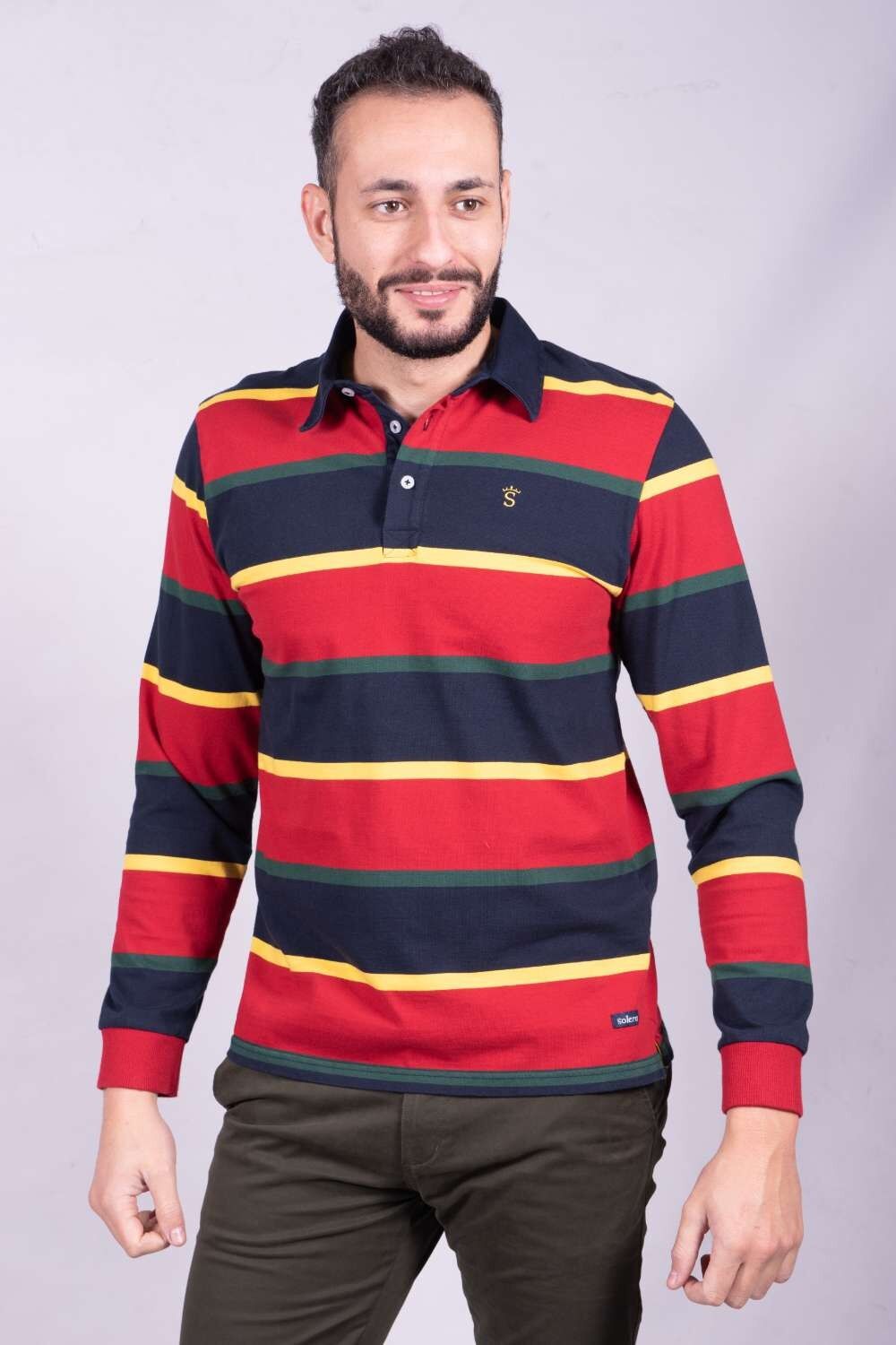 Poloshirt mit weinroten Streifen