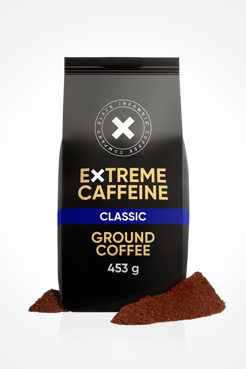 Ground Coffee CLASSIC Flavour by Black Insomnia, 453g, Strong Coffee, Extreme Caffeine