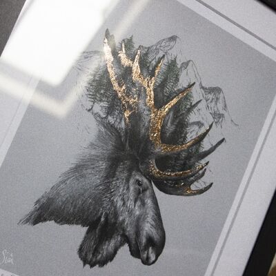 Moose Mountain Illustrated Print (Mount Only) - Bronze 10''x12''