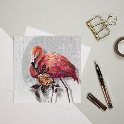 Sundown Flamingo Illustrated General Card - SINGLE CARD