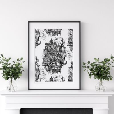 York City Architecture Illustrated Mounted Print 10''x12''