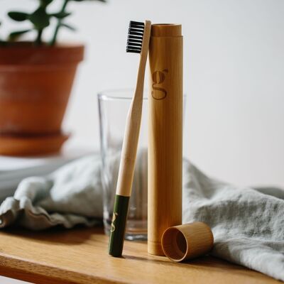 estuche de bambú para cepillos de dientes - estuche de viaje ecológico para cepillos de dientes