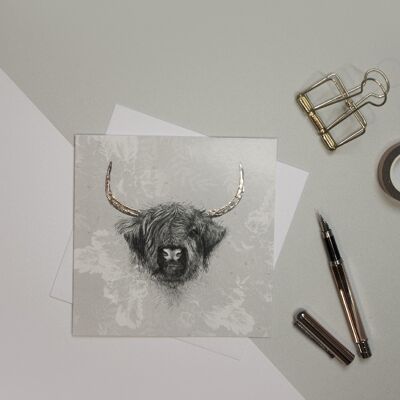 Highland Cow Hand Foiled Card - SINGLE CARD