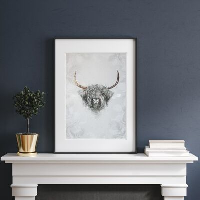 Highland Cow & Thistle Limited Edition (Mount Only) - Silver 10''x12''
