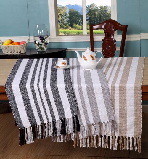 100% Cotton Table Runners in Grey , Black & Beige  colours