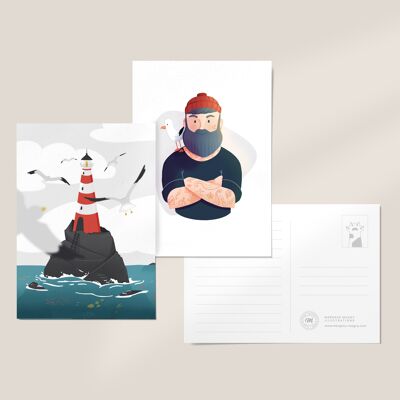 Ilustración infantil - Postales Mar / Dúo