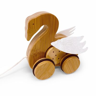 wooden pull along toy Swan Bamboo