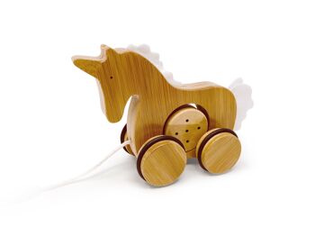jouet à tirer en bois Licorne Bambou 1