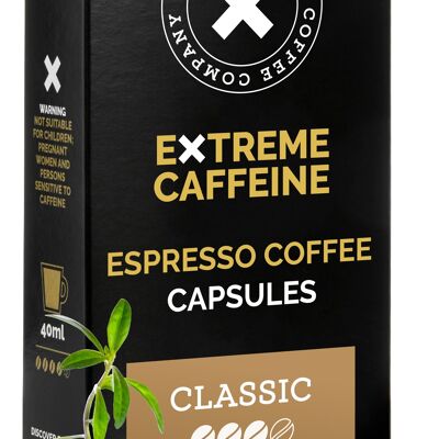 Dosettes Compatibles Nespresso© Saveur CLASSIQUE de Black Insomnia, 60 dosettes de 5g, Café Fort, Caféine Extrême