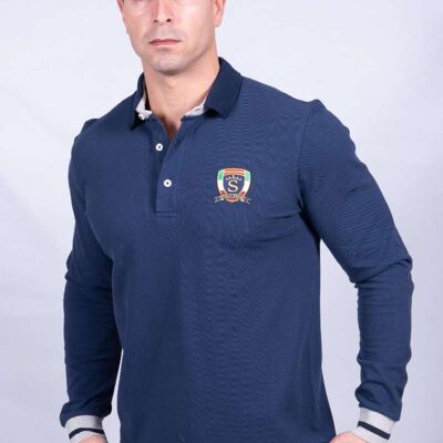 Polo en piqué bleu marine 3