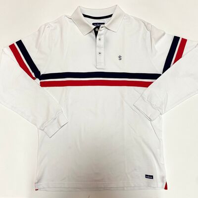 Polo en piqué tricolore blanc