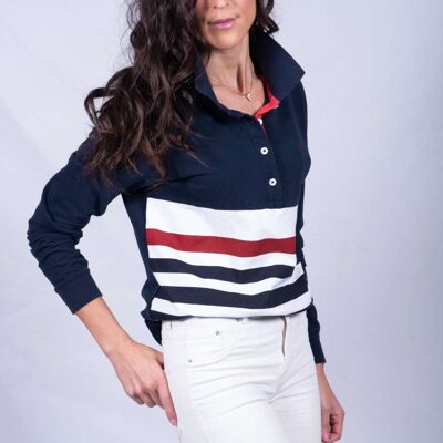 Polo a righe rosso navy