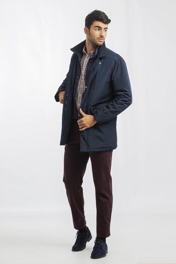 Parka en gabardine avec gilet bleu marine amovible 1