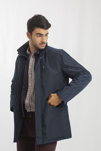 Parka en gabardine avec gilet bleu marine amovible 3