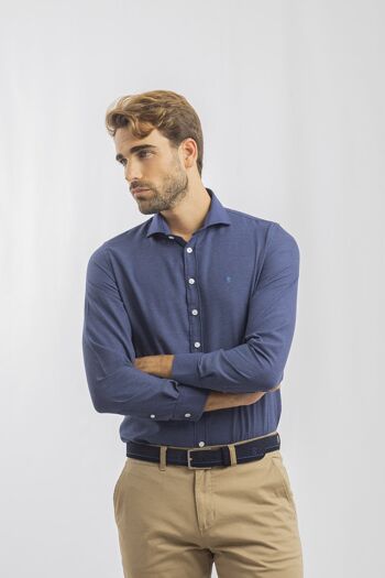 Chemise Oxford Col Italien Bleu 1