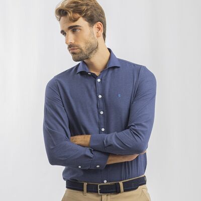 Oxford-Hemd mit italienischem Kragen Blau
