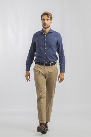 Chemise Oxford Col Italien Bleu 2