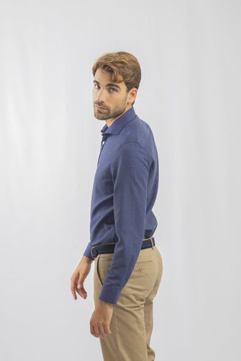 Chemise Oxford Col Italien Bleu 4