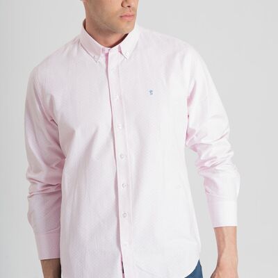 Camicia a pois bianchi rosa