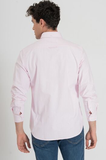 Chemise rose à pois blancs 2
