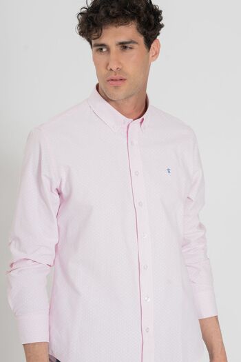 Chemise rose à pois blancs 5