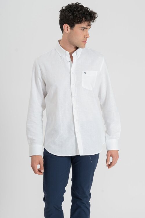 Chemise à poche en lin blanche