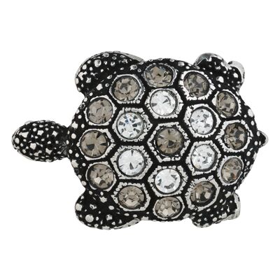 Belt buckle rhinestone turtle silver