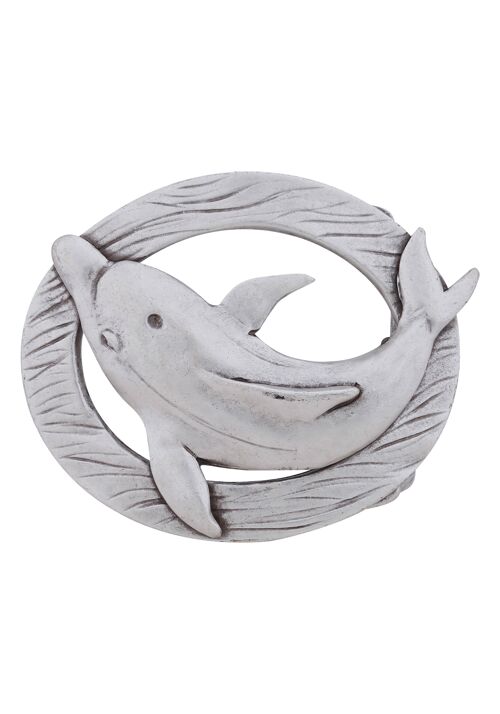 Gürtelschnalle Delfin oval offen silber