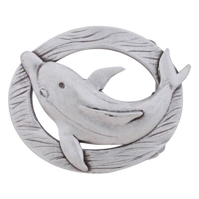 Belt buckle dolphin oval open silver