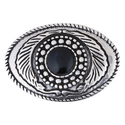 Belt buckle oval with black stone