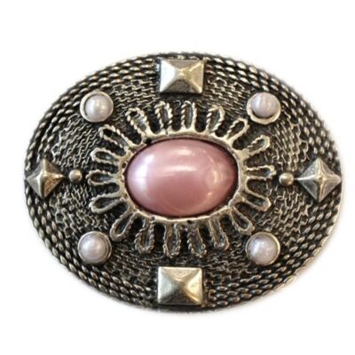 Belt buckle oval with pink stone