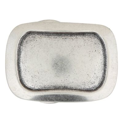 Belt buckle rectangle edged silver