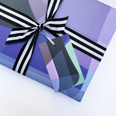 Azules oscuros de vidrieras | 3 etiquetas de regalo.