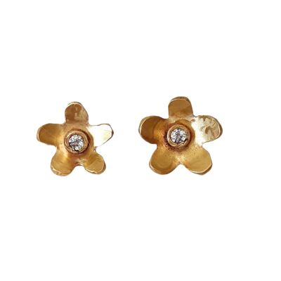 Boucles d'oreilles marguerite / rose 9k