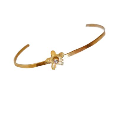 Bracelet manchette diamant marguerite / jaune 9k