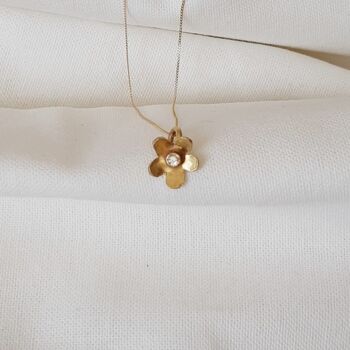 Collier diamant marguerite / blanc 9k 5