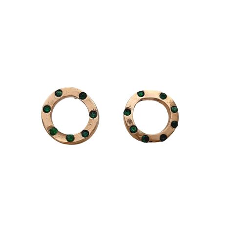 Karma Emerald Circle Stud Earrings / White