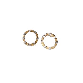 Boucles d'Oreilles Clous Cercle Diamant Karma / Jaune 1