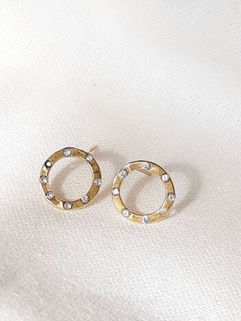 Boucles d'Oreilles Clous Cercle Diamant Karma / Jaune 2