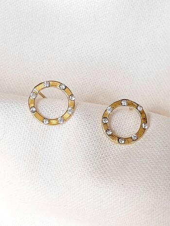 Boucles d'Oreilles Clous Cercle Diamant Karma / Jaune 4