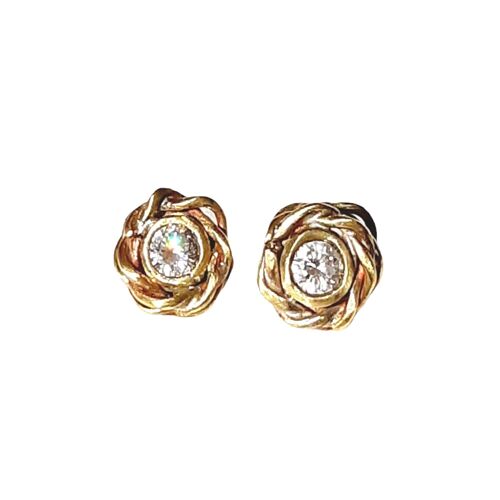 Bold Entwined Diamond Stud Earrings / White