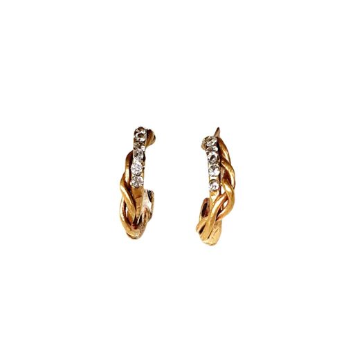 Entwined Pave Hoop Earrings / Yellow