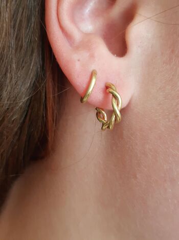 Boucles d'Oreilles Créoles Entrelacées / Jaune 3