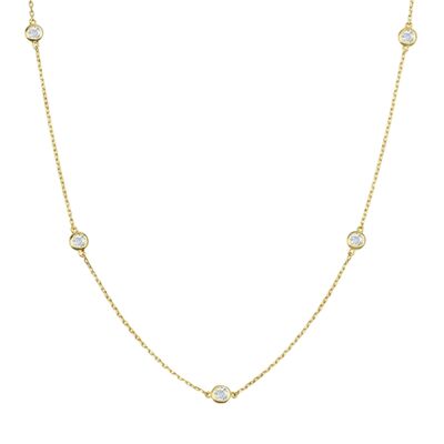 Collar de estación de 5 diamantes con estrellas dispersas / 9k amarillo