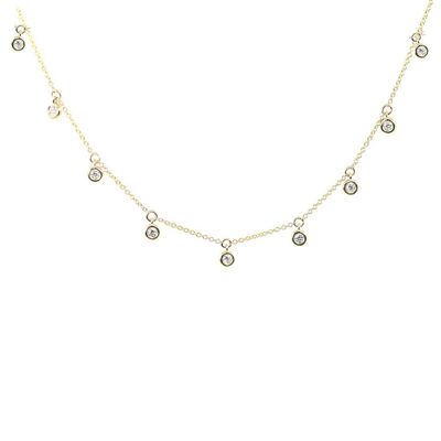 Scattered Stars 9 Diamond Dangle Necklace / 9k Yellow