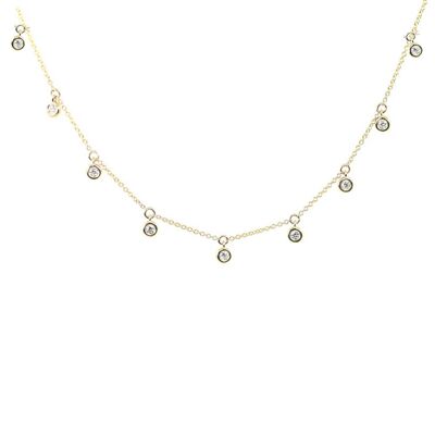 Collier Pendant 9 Diamants Étoiles Dispersées / Rose 9k