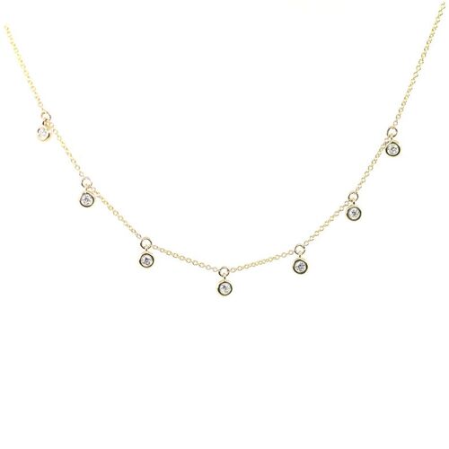 Scattered Stars 7 Diamond Station Necklace (spread out) / 9k Yellow