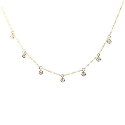 Collar de estación de 7 diamantes con estrellas dispersas (extendido) / 9k amarillo