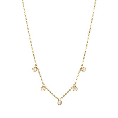 Scattered Stars 5 Diamond Station Necklace (close together) / 9k Yellow